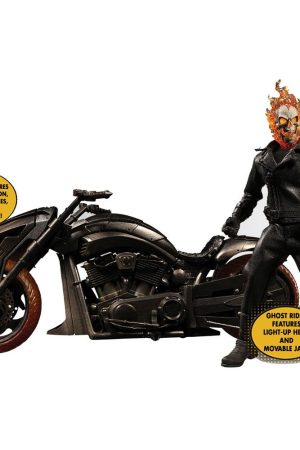 ghostrider Mezco : Ghost Rider & Hell Cycle : Ghost Rider Action Figure & Vehicle w/ Sound & Light Up 1/12